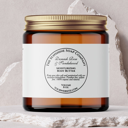 White Vintage Style Cosmetics Jar Label with Round Frame