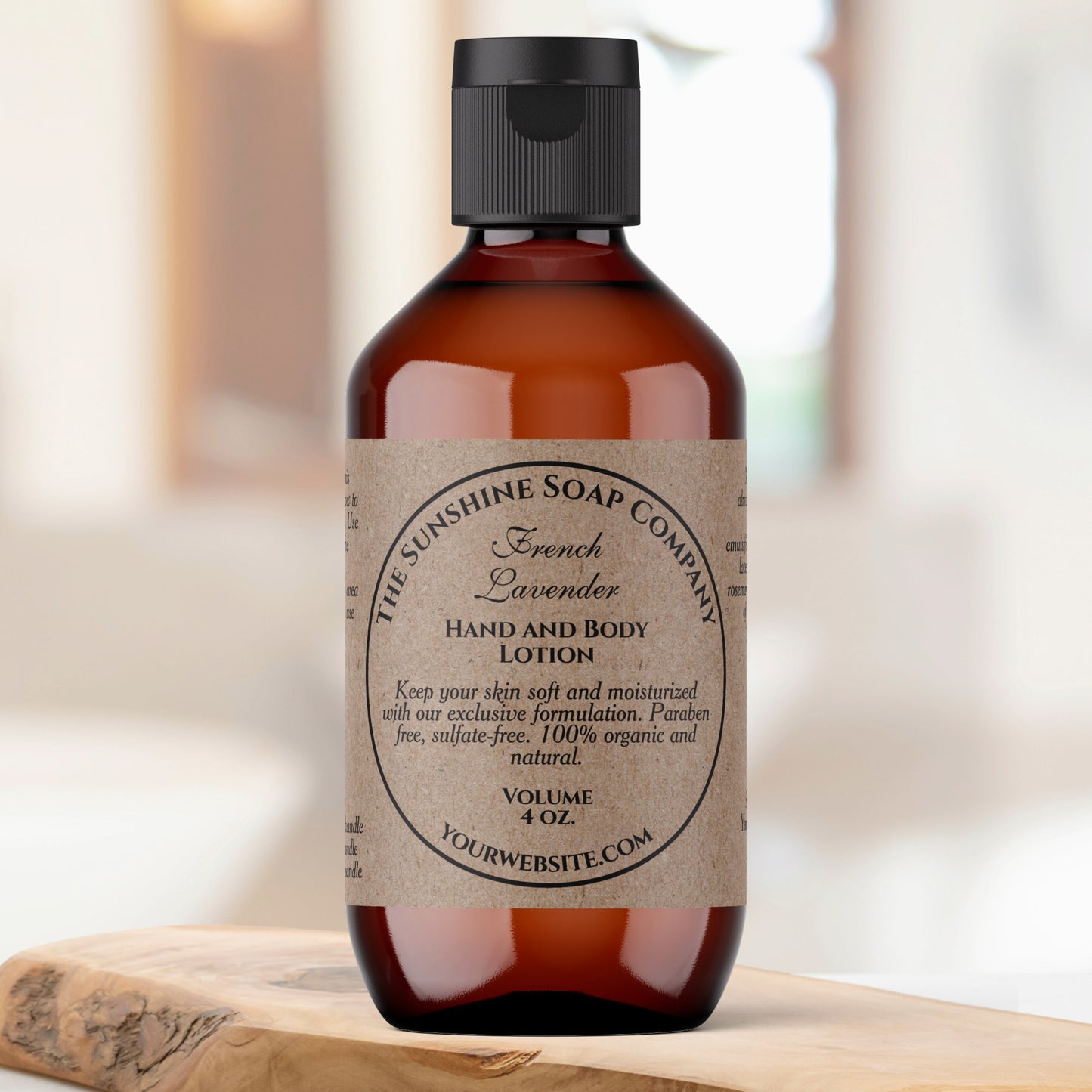 Vintage Kraft Paper Style Cosmetics Bottle Label with Round Frame