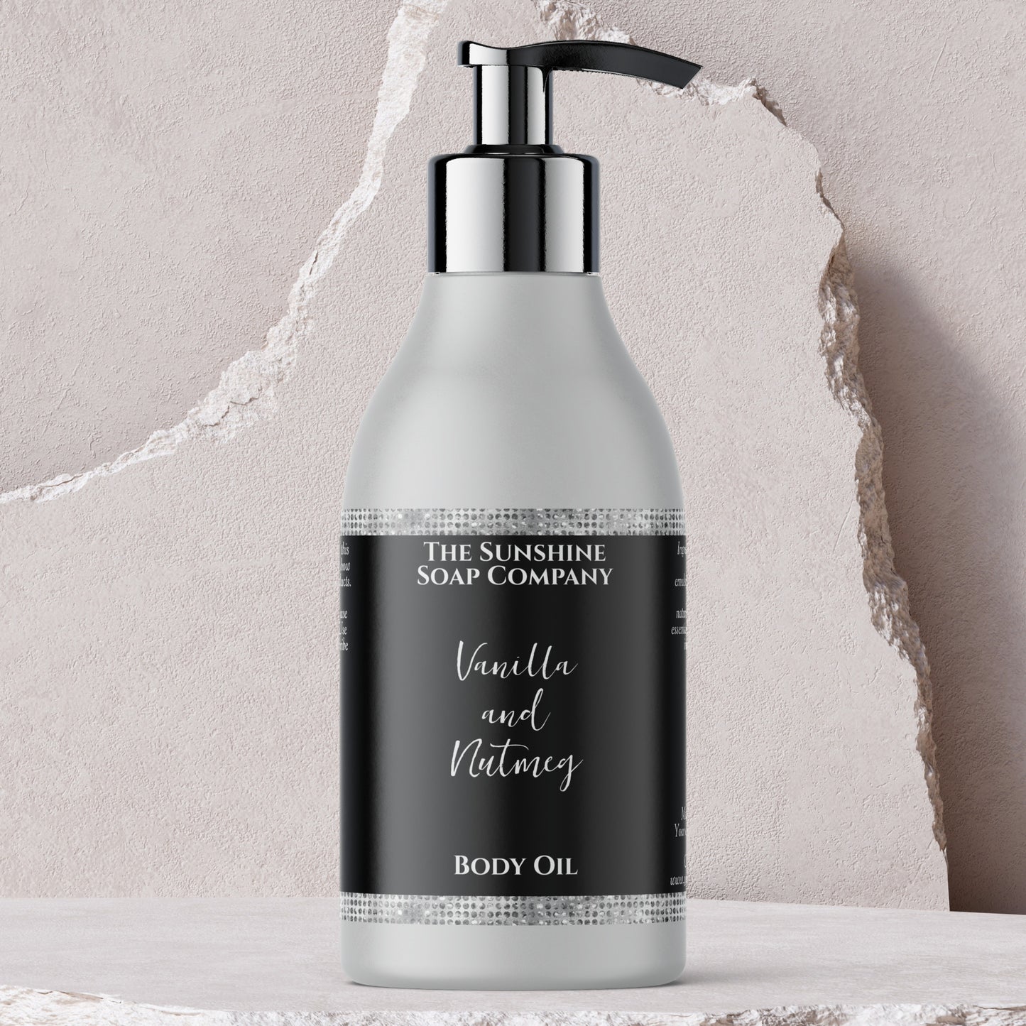 Silver Glitter & Black Cosmetics Bottle Label