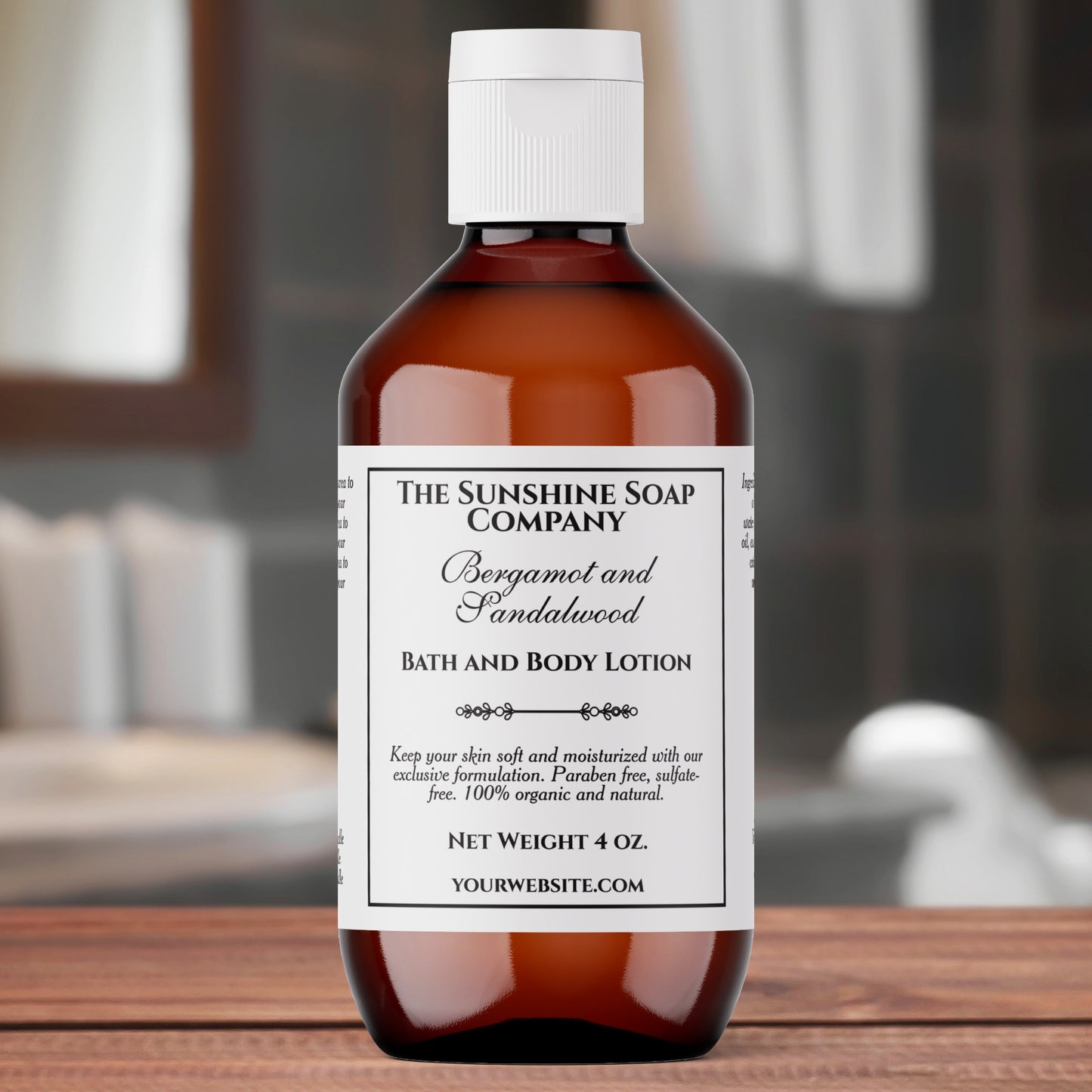 Vintage Style White Cosmetics Bottle Label with Square Frame
