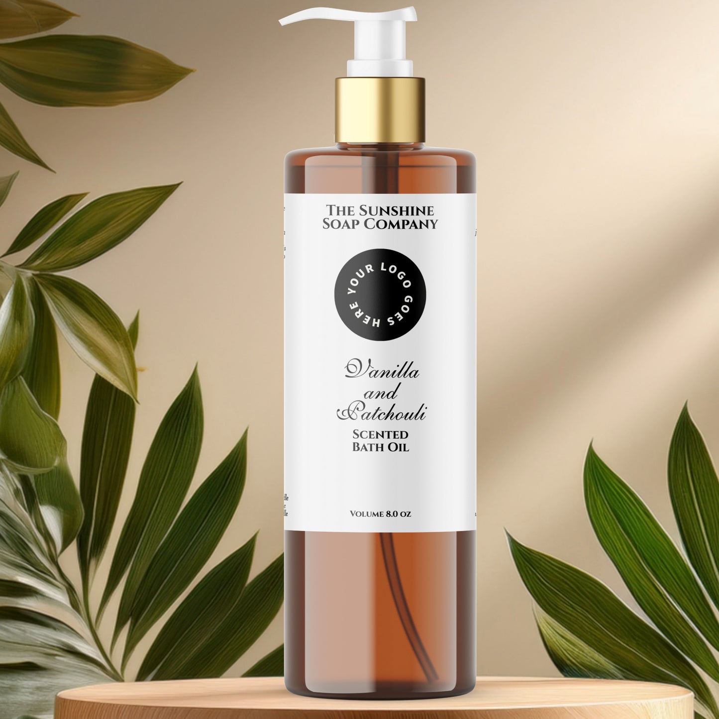 White waterproof cosmetics bottle label with logo