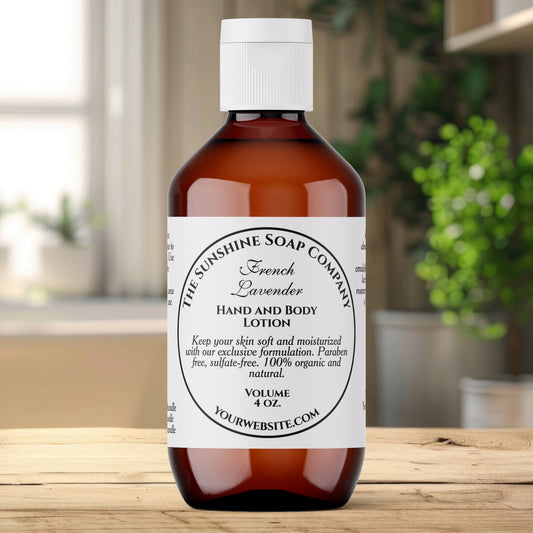 Vintage Style White Cosmetics Bottle Label With Round Frame -  3.75" L x 2" H