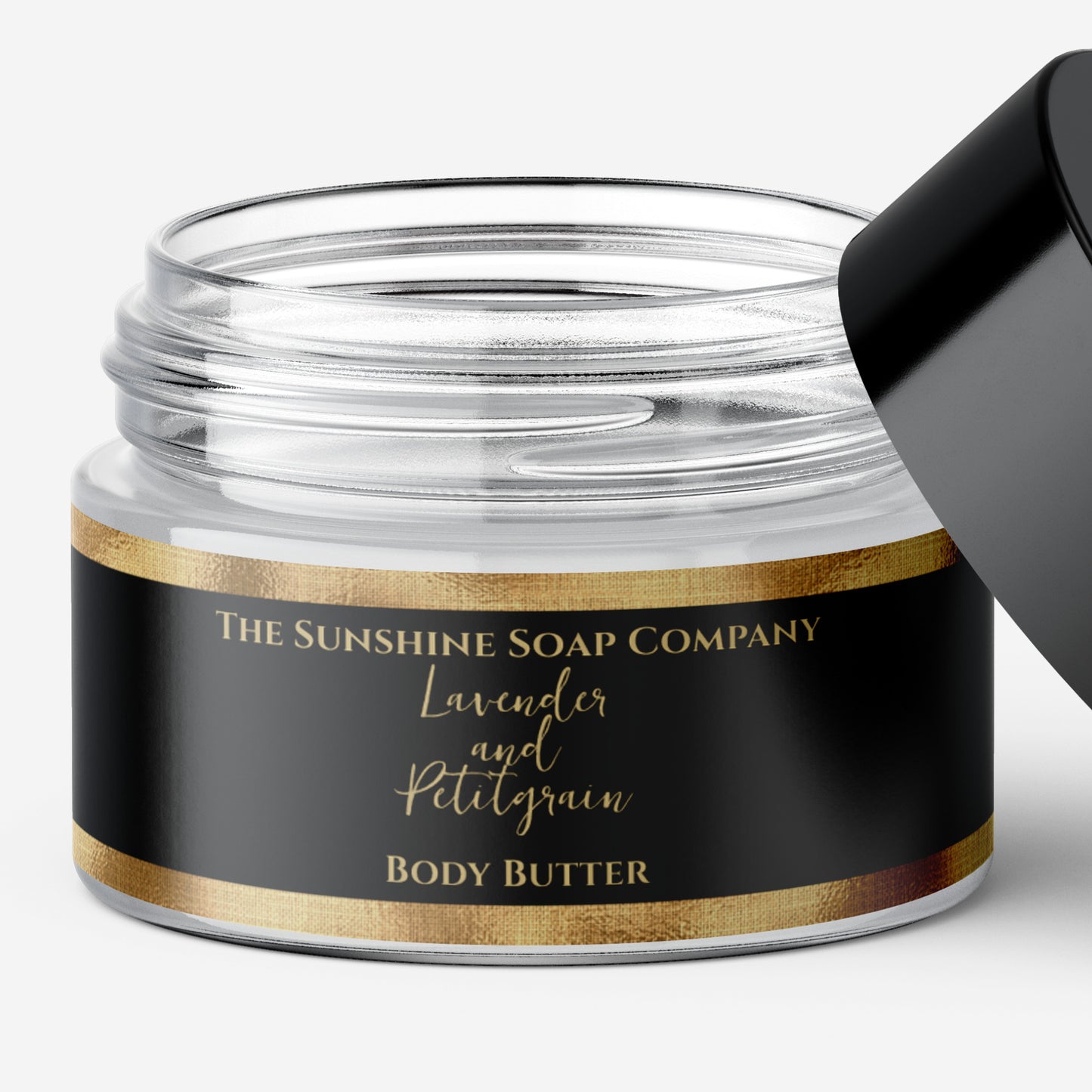 Cosmetics Jar Label - Black and Gold - 1" x 7.25"