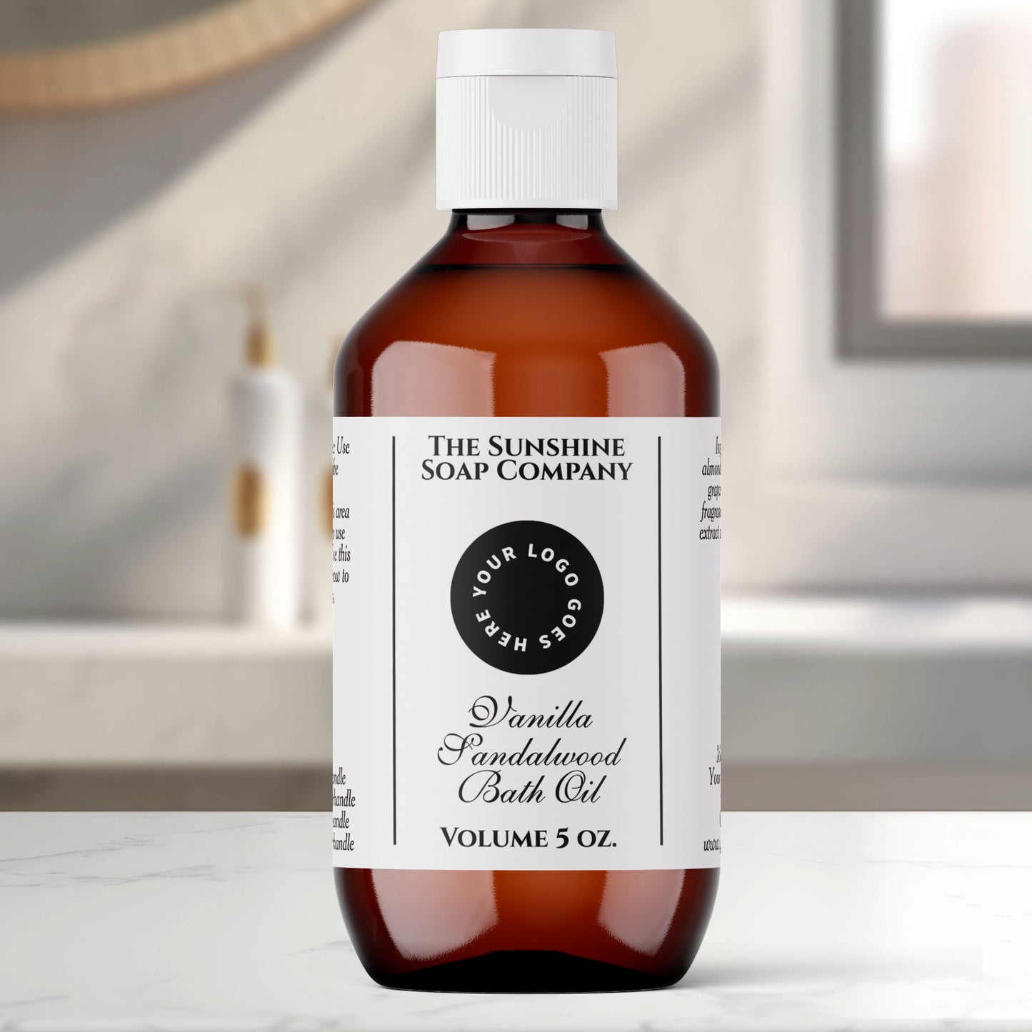 White Cosmetics Bottle label with logo
