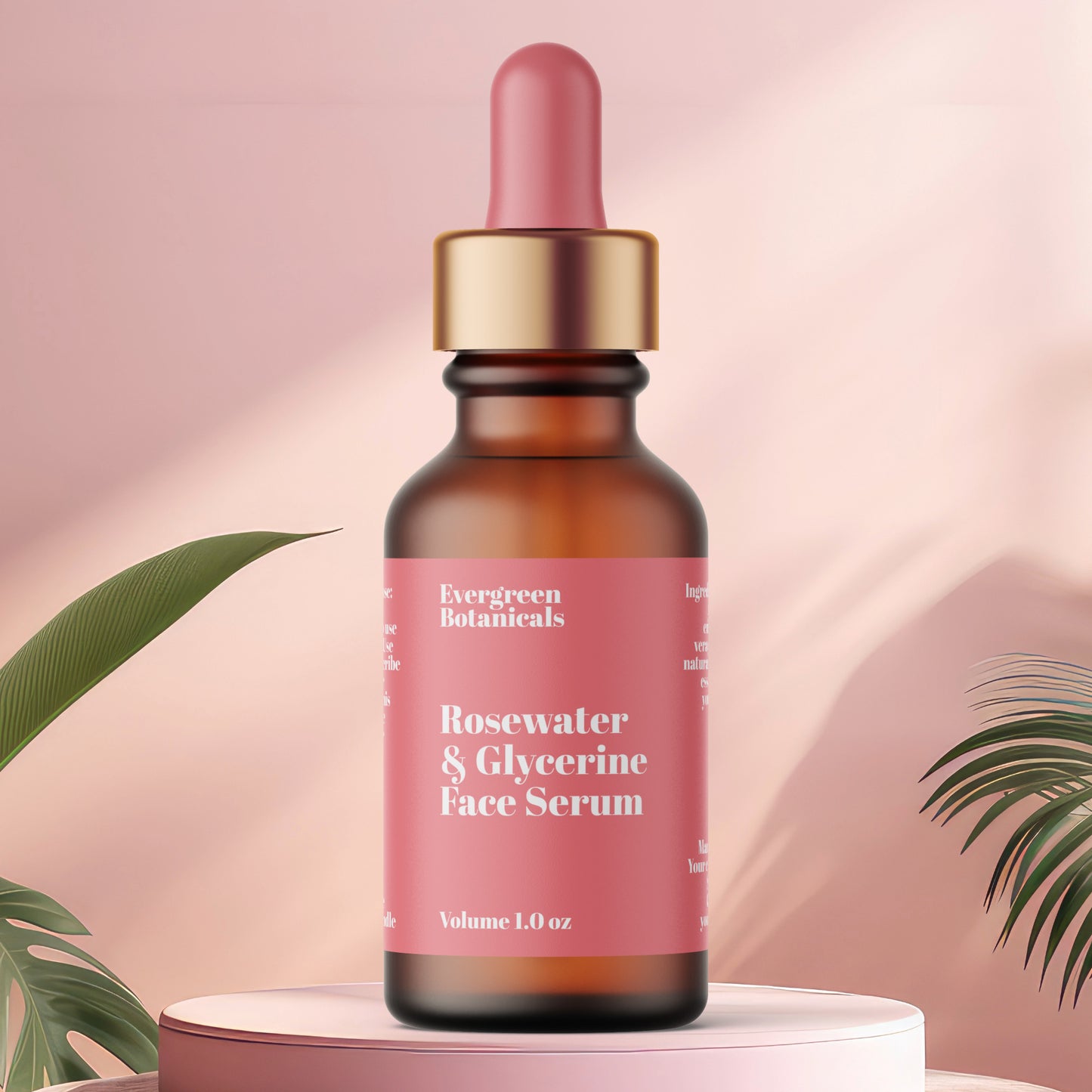 Modern Dusty Rose Cosmetics Dropper Bottle Label