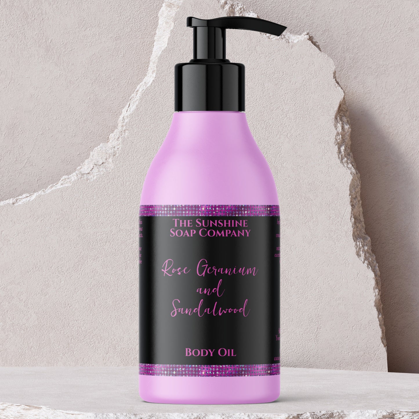 Magenta Glitter & Black Cosmetics Bottle Label