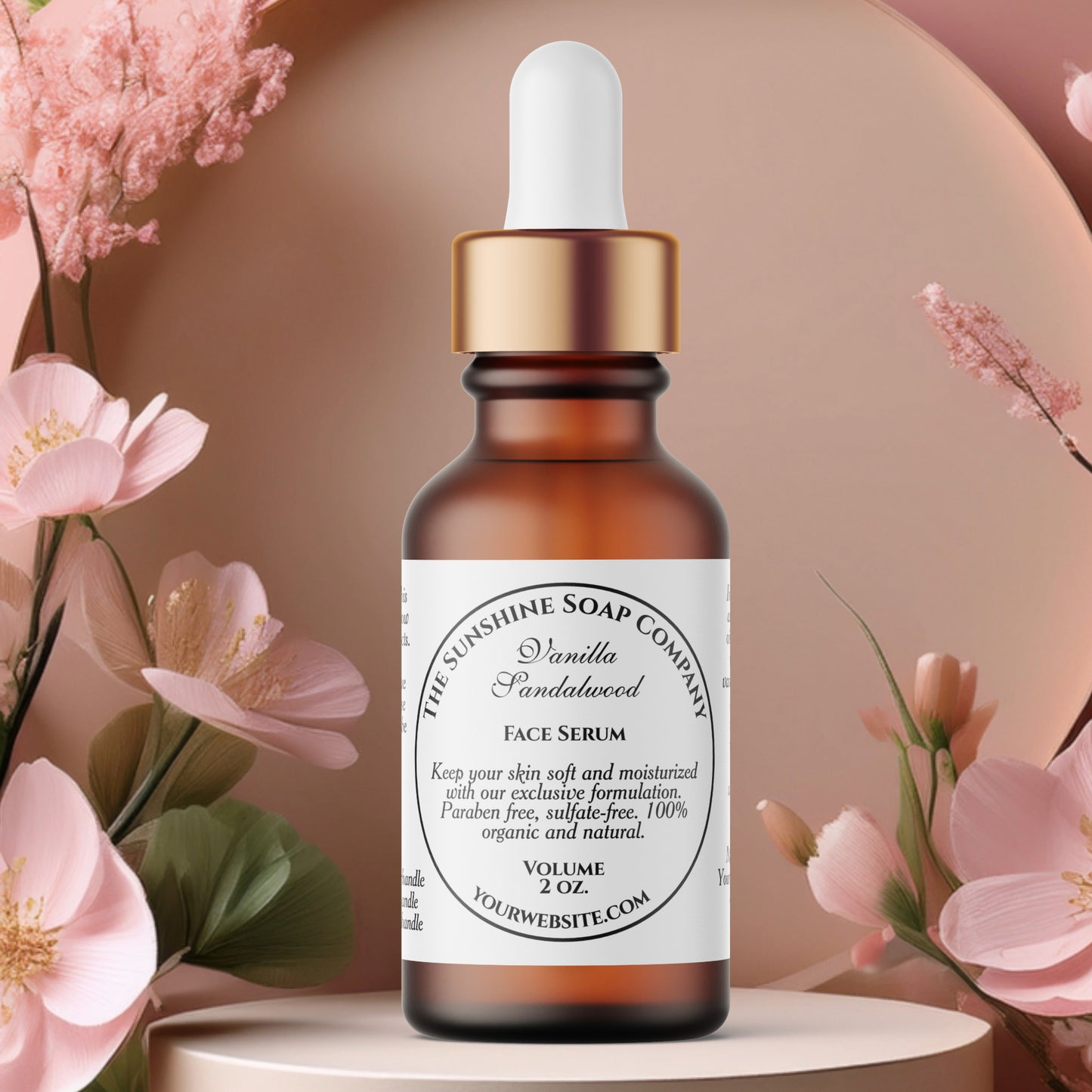 Vintage Style White Dropper Bottle Label with Round Frame