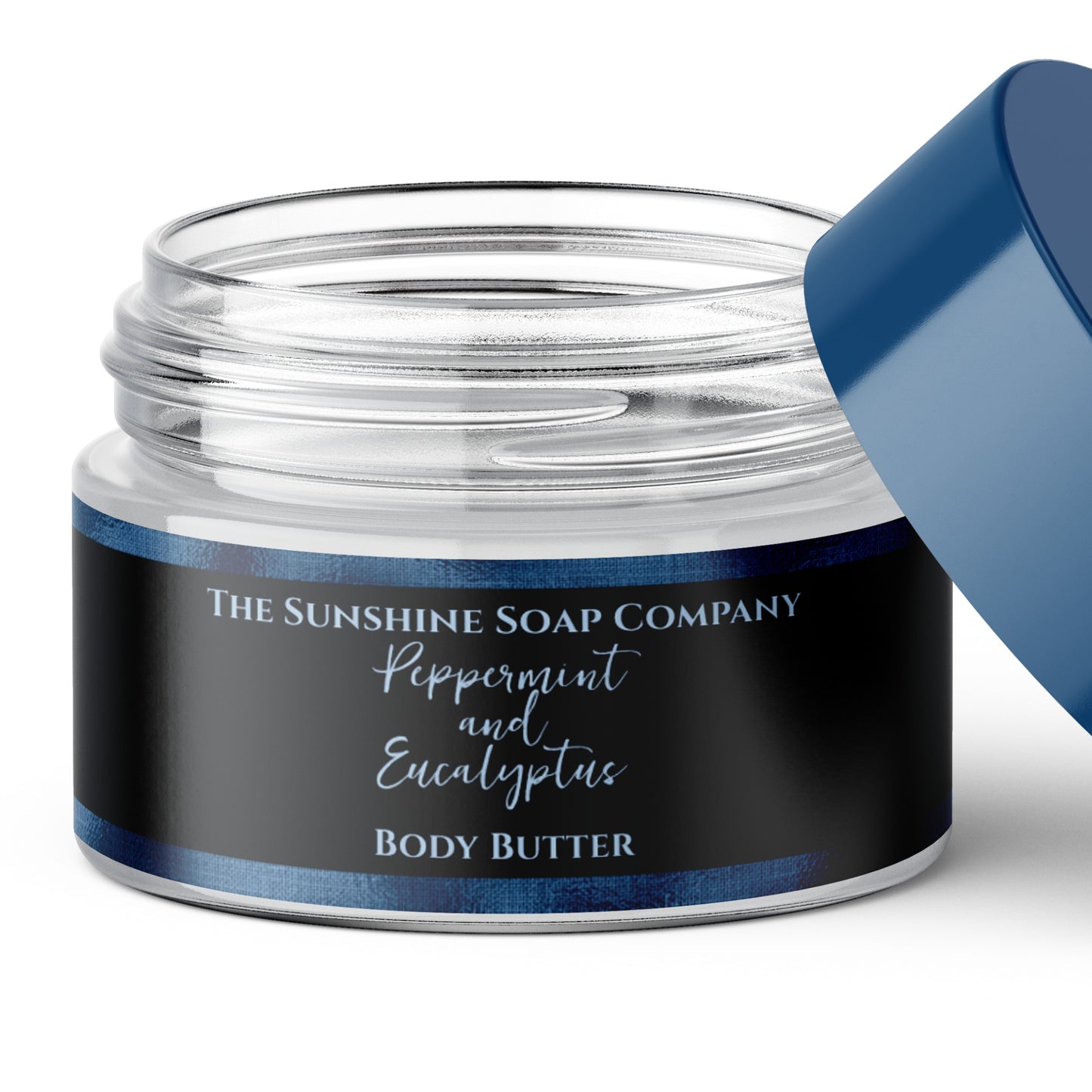 Cosmetics Jar Label - Black and Blue Foil -  1" x 7.25"