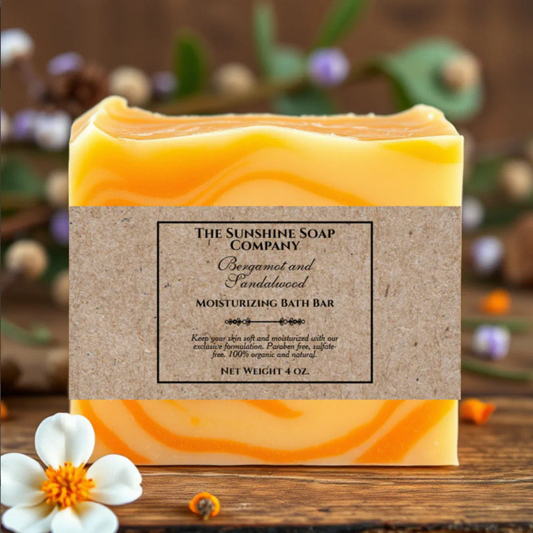 Vintage Kraft Paper Style Soap Belly Band with a Rectangular Frame