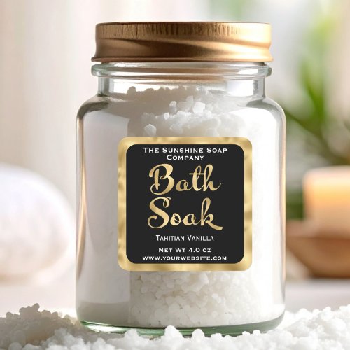 Black and faux gold small bath soak label
