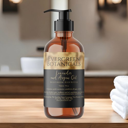 Black and Woven Gold Foil Cosmetics Jar Label