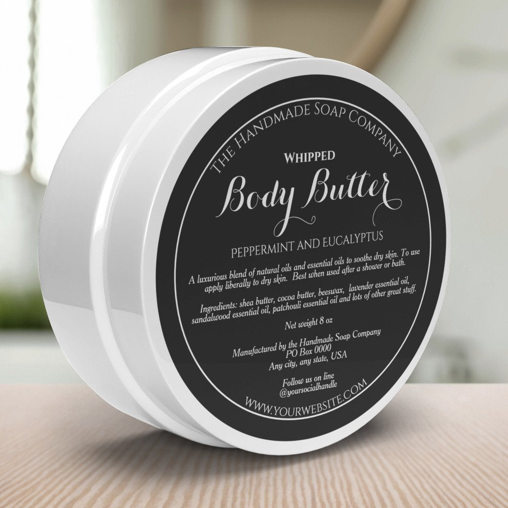Black Body Butter Product Cosmetics Jar Label