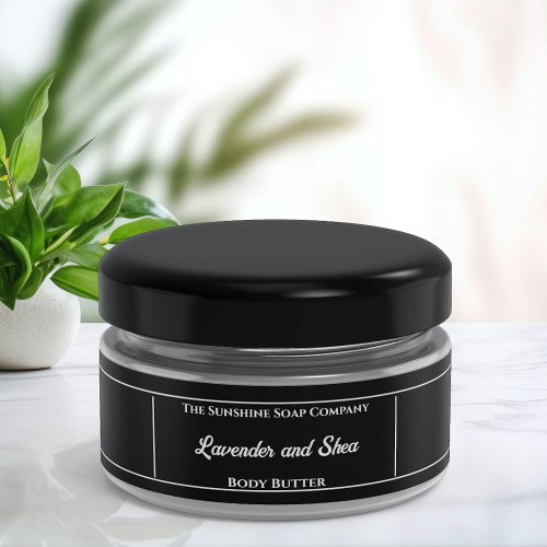 Black Cosmetics Jar Label 1 x 7.25