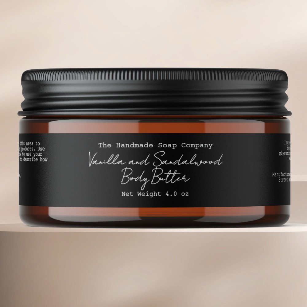 Black Handwritten Minimalist Body Butter Jar Label