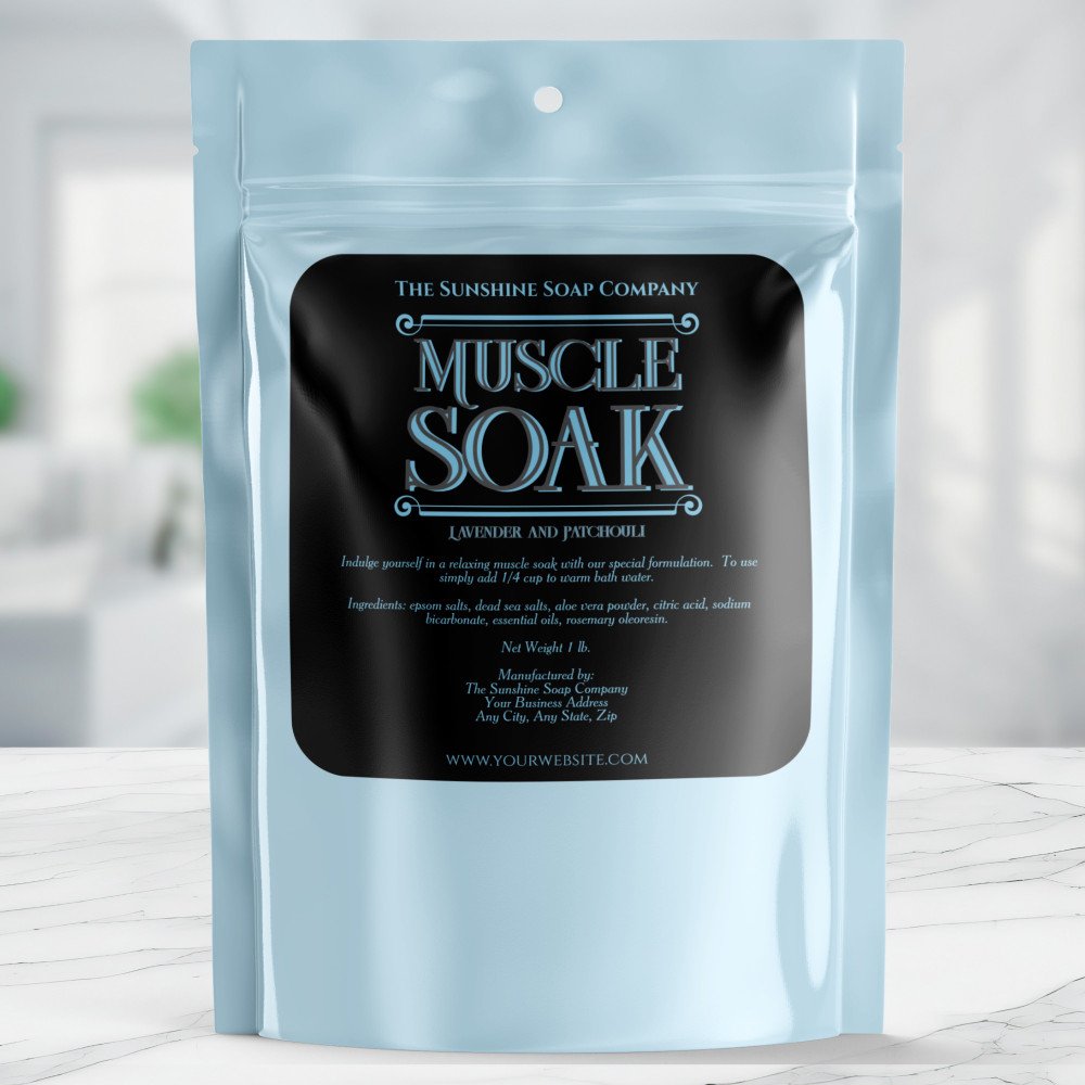 Black vintage muscle soak label