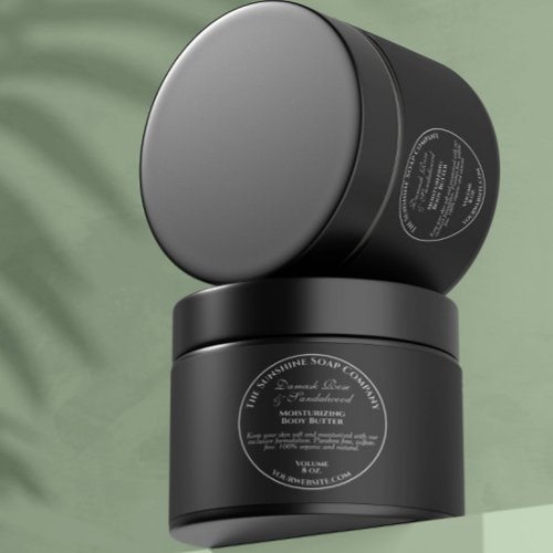 Waterproof Black Vintage Style Cosmetics Jar Label With Round Frame