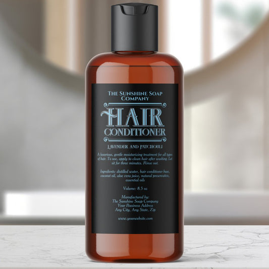Black waterproof hair conditioner label for men