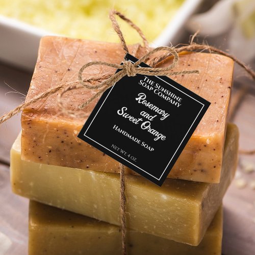 Black with White Text Soap Cosmetics Packaging Tag