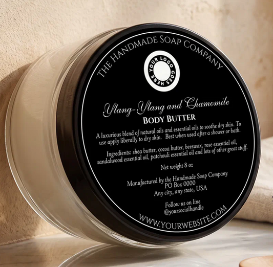 Vintage Style Black Cosmetics Jar Label with logo - 3” diameter