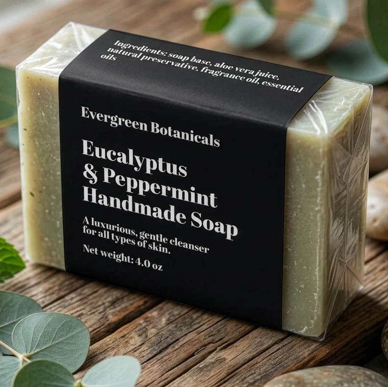 Modern Black Soap Packaging Label