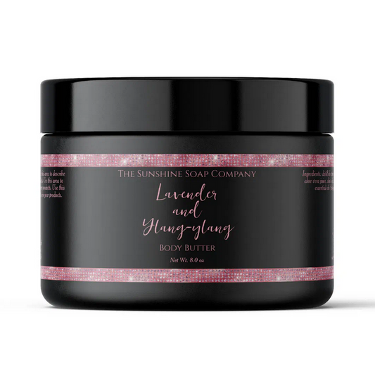 Black and Faux Pink Glitter Waterproof Body Butter Cosmetics Jar Label -  8.25" x 1.75"