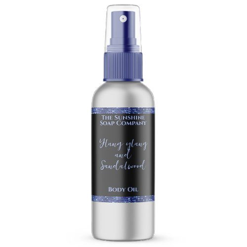 Blue Glitter & Black Cosmetics Bottle Label