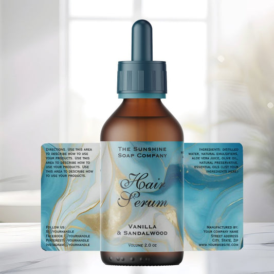 Blue Gold Foil Cosmetics or Dropper Bottle Label