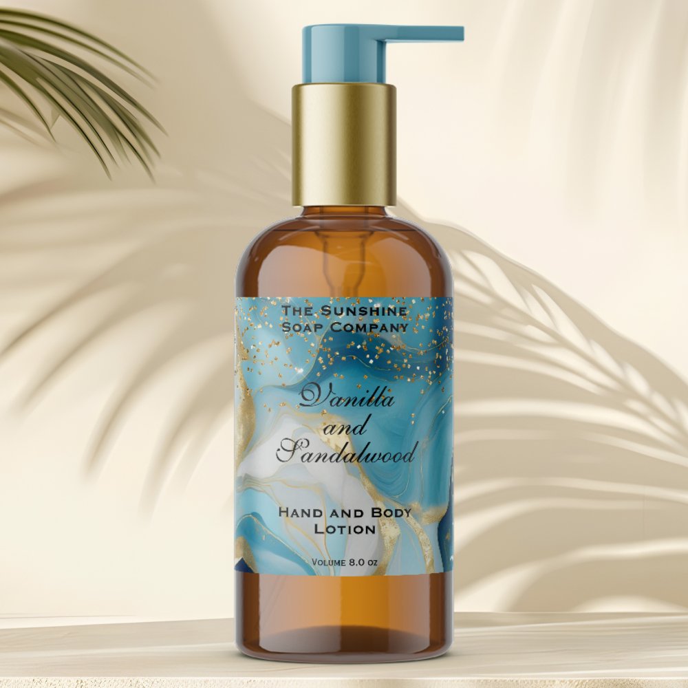 Blue Marble & Gold Glitter Cosmetics Bottle Label