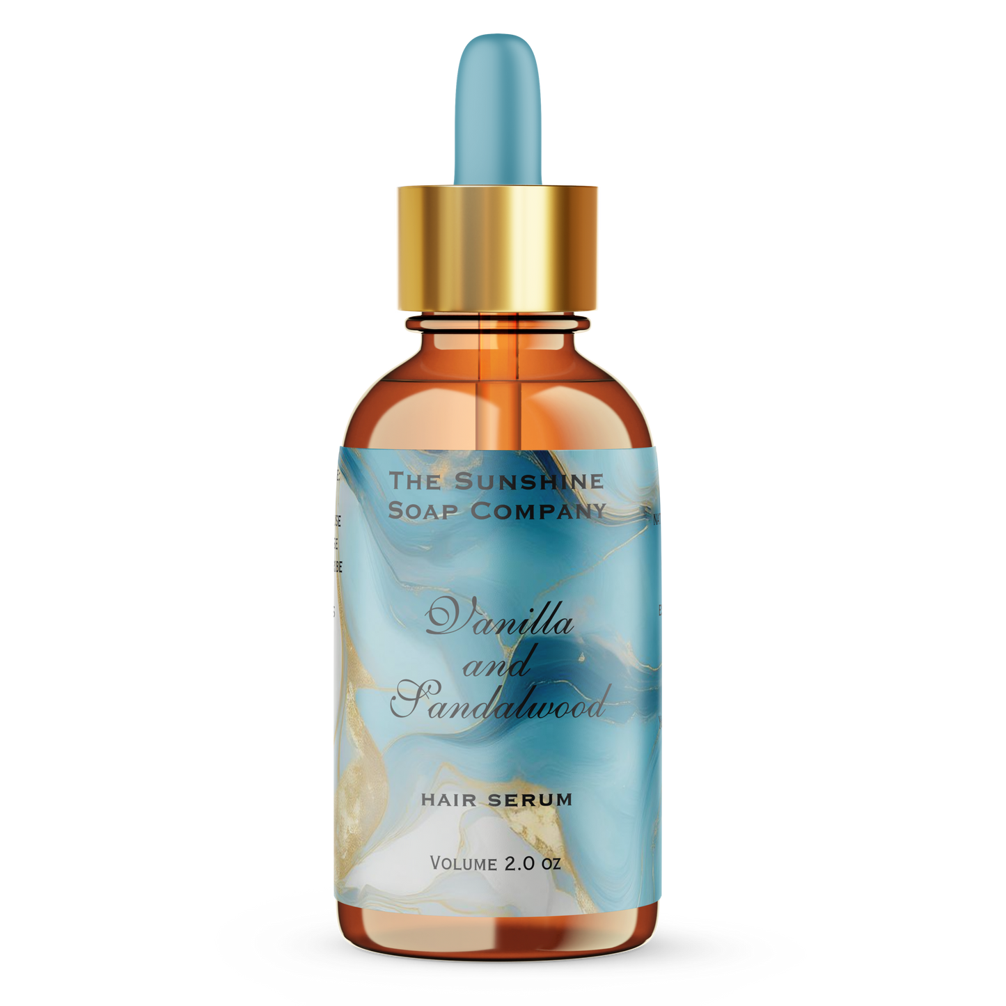 Blue and Gold Waterproof Cosmetics Dropper Bottle Labels