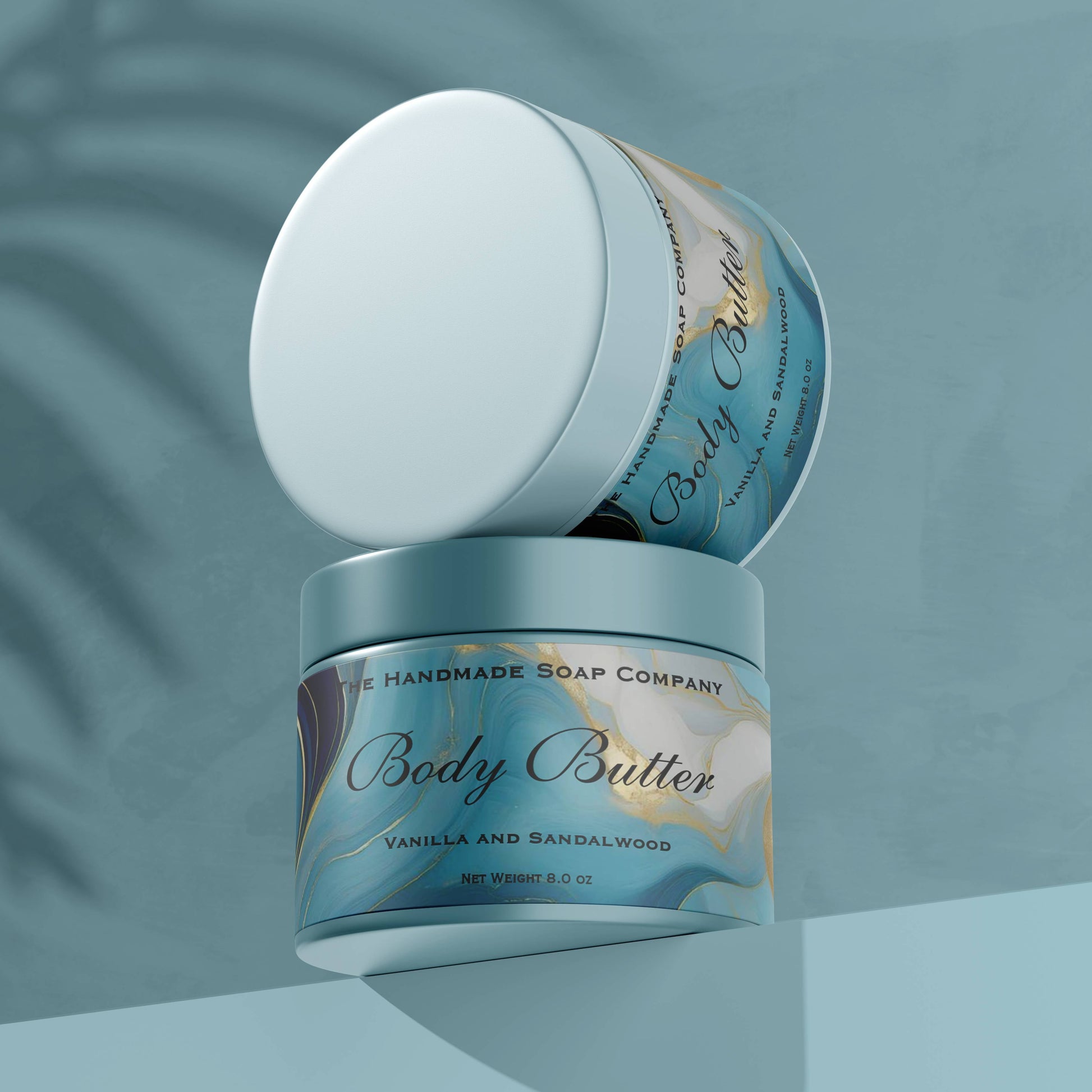 blue and faux gold cosmetics jar label