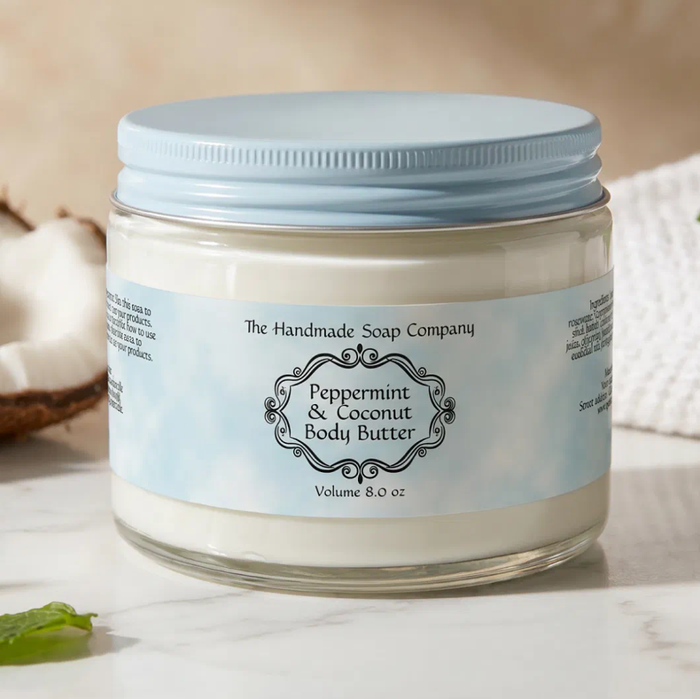 Vintage Frame Blue Parchment Cosmetics Jar Label