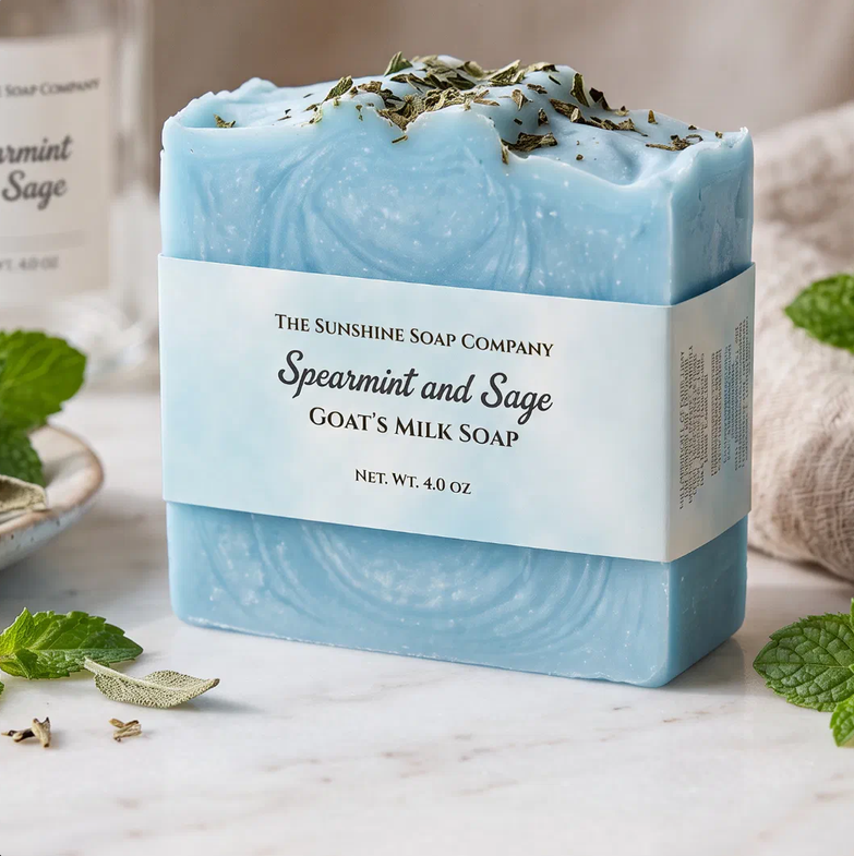 Light Blue Parchment Paper Style Soap Belly Band