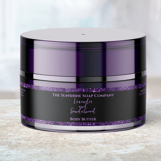 Body Butter Jar Label Black Purple Glitter
