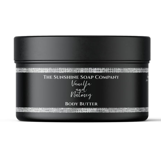 Body Butter Jar Label Black Silver Glitter