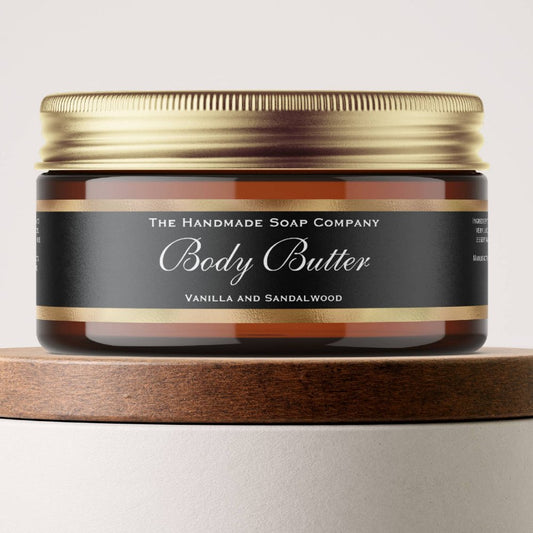 Body Butter Jar Label - Black w Blush Gold Border
