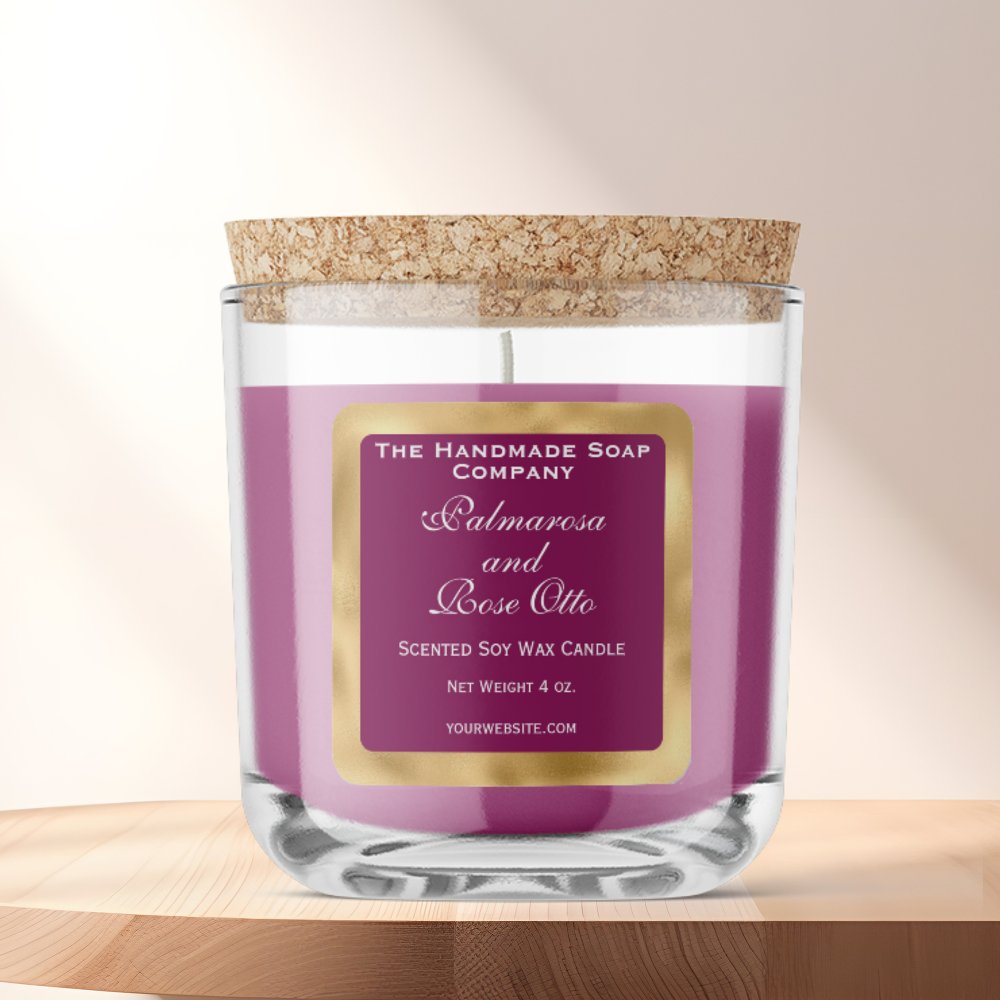 Burgundy and Gold Foil Candle Label