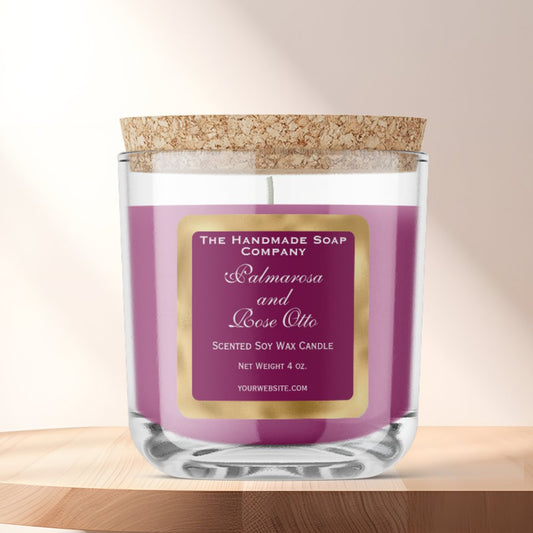 Burgundy and Gold Foil Candle Label