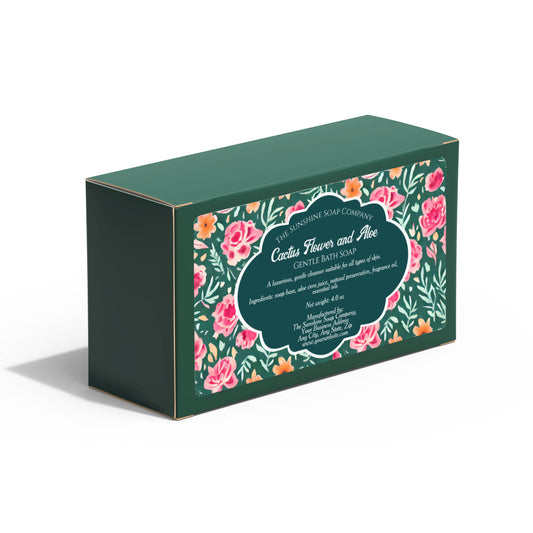 Pink and Green Flowers Soap Packaging Label