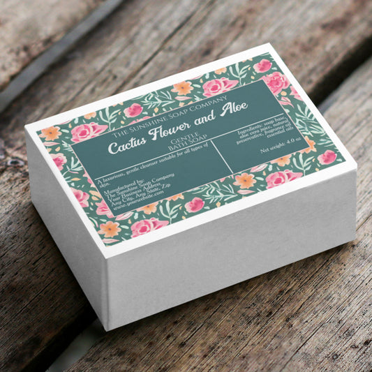 Waterproof Pink and Green Flowers Soap Label