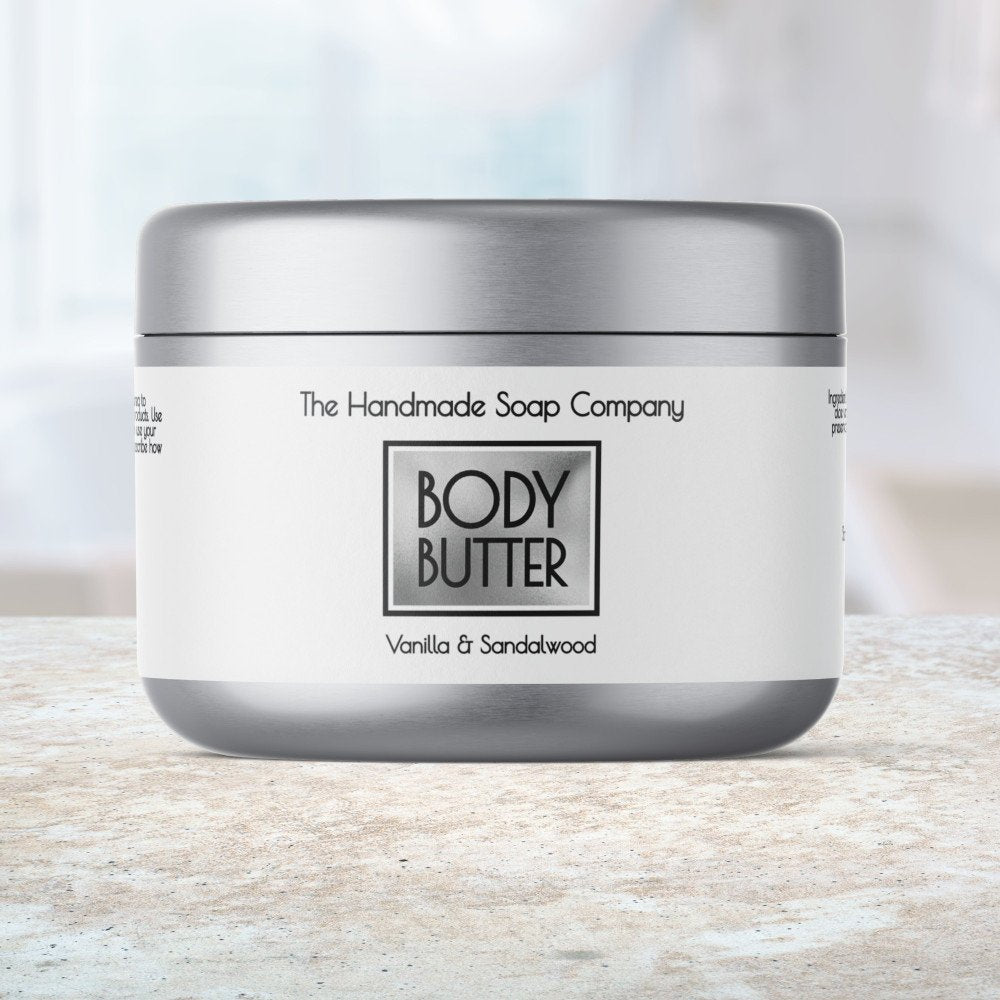 Chic White, Silver, Black Body Butter Jar label