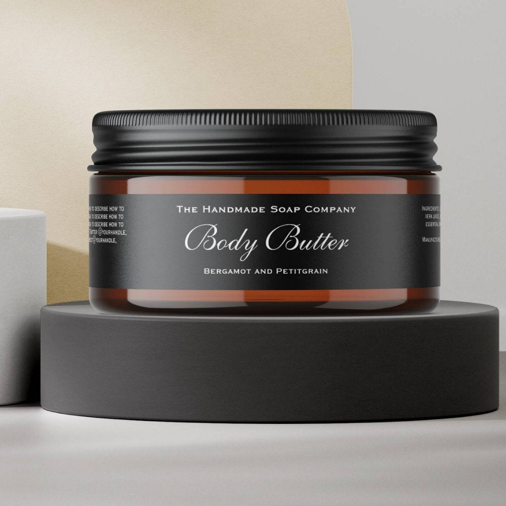 Classic Black Body Butter Cosmetics Jar Label