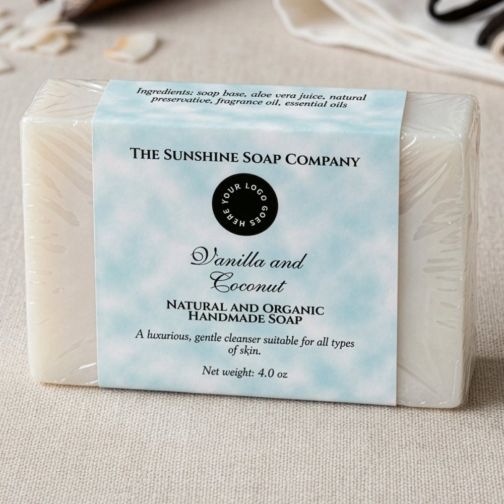 Classic Blue Parchment Soap Packaging Label w Logo