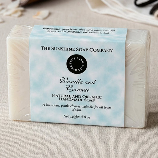 Classic Blue Parchment Soap Packaging Label w Logo