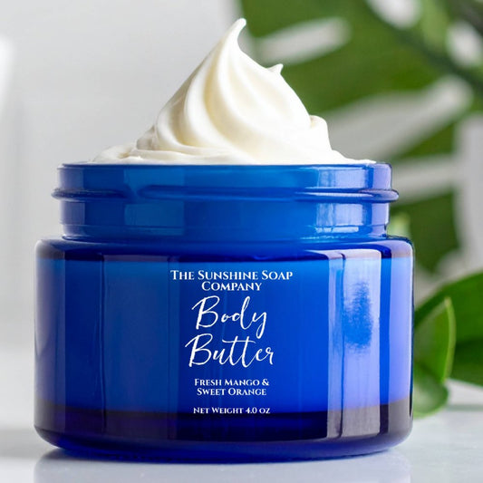Clear Body Butter Label White Text