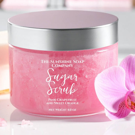 Clear Sugar Scrub Label White Text