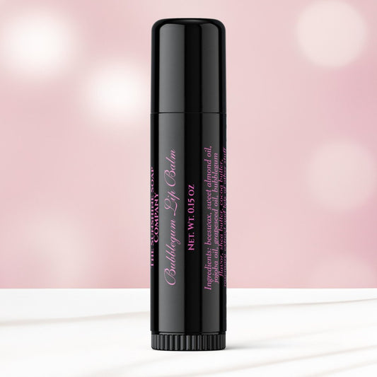 Clear with pink text lip balm tube label