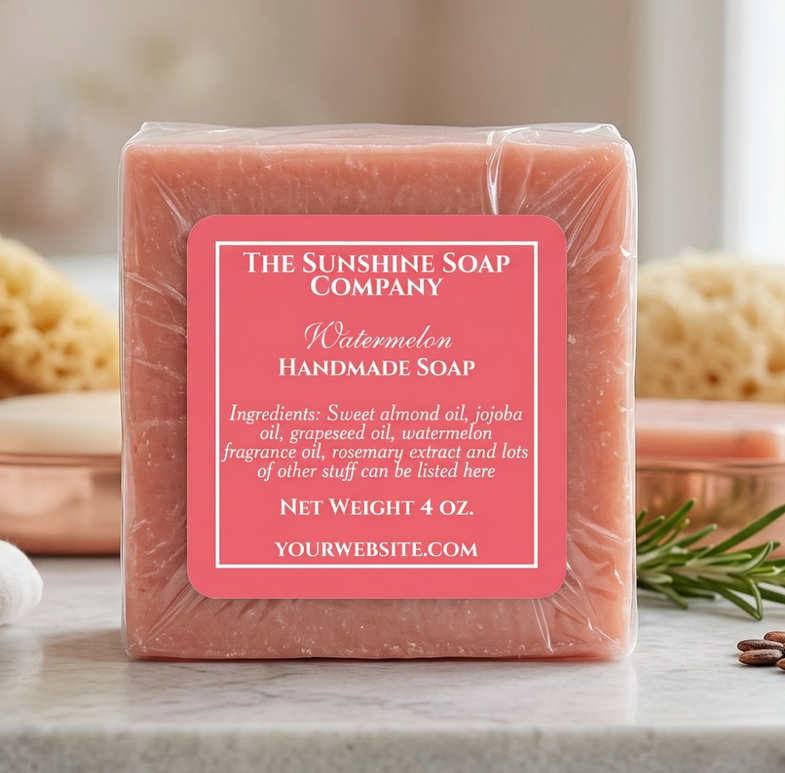 Simple Deep Pink Soap and Cosmetics Label