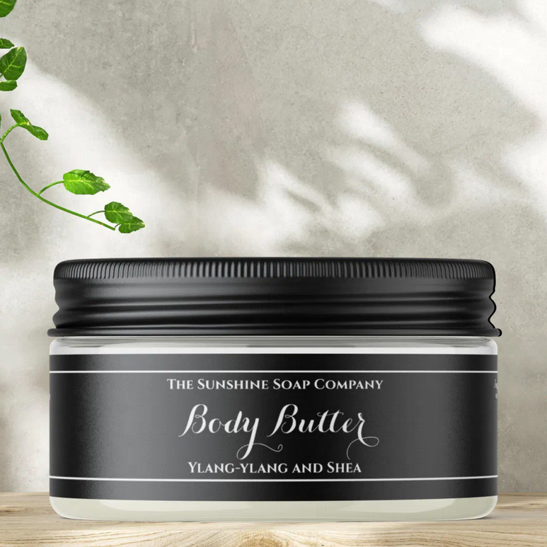 Black Body Butter jar label - curly text -  1 x 7.25