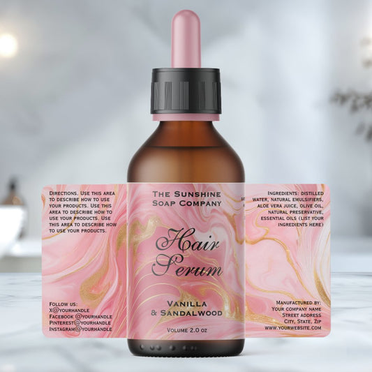 Delicate Pink and Gold Dropper Bottle Label