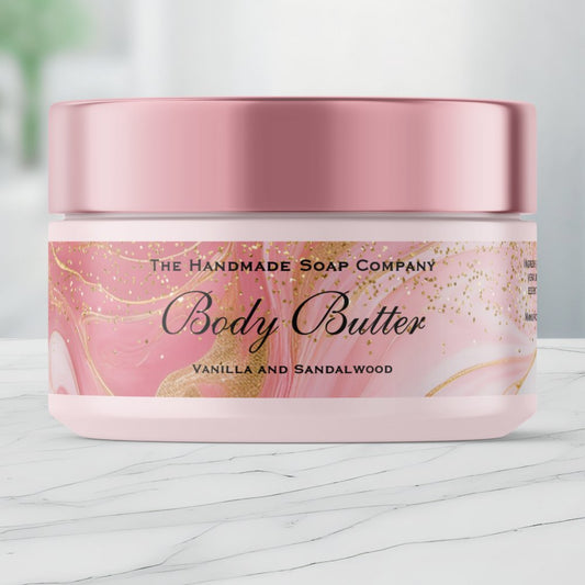 Delicate Pink & Gold Glitter Body Butter Jar Label